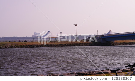 View of the Nishinagisa and Gate Bridge from Kasai Rinkai Park 128388307