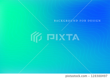 Bright gradient abstract background. Digital blue and green wavy lines pattern. Modern vibrant striped curve print for your design and ideas 128388497
