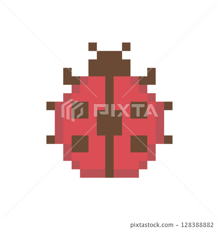 Cute Pixel Ladybug 8-Bit Red Beetle Vector Illustration for Game and Sticker Design Cute Pixel Ladybug 8-Bit Red Beetle Vector Illustration for Game and Sticker Design 128388882