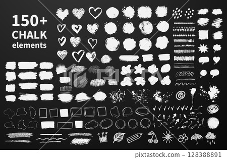 Grunge Chalk Elements Collection 128388891