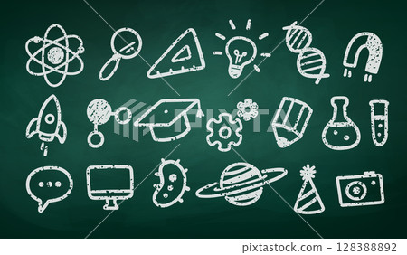 School and science chalk icons 128388892