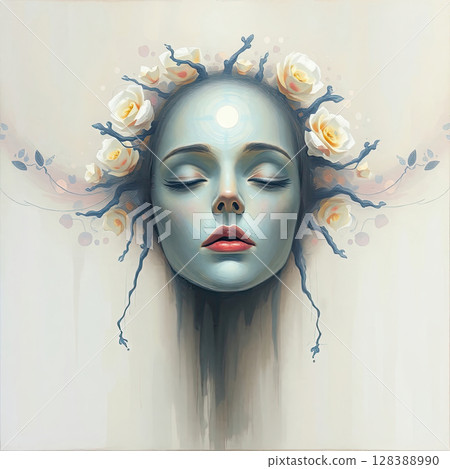 Contemporary abstract art with esoteric and spiritual motifs. Contemporary abstract art with esoteric and spiritual motifs. 128388990