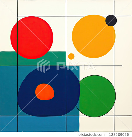 Colorful abstract artwork featuring geometry and symmetry. Colorful abstract artwork featuring geometry and symmetry. 128389026
