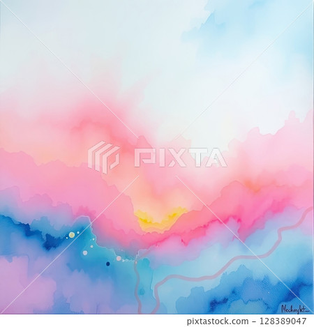 Lively splash of colors forming an expressive watercolor piece. Lively splash of colors forming an expressive watercolor piece. 128389047