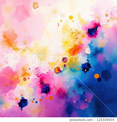 Multicolor abstract design created with soft watercolor textures. 128389054