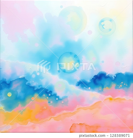 Modern art with colorful watercolor ink spread and flow. Modern art with colorful watercolor ink spread and flow. 128389071