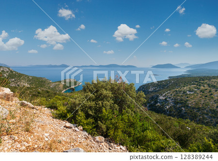 Morning hazy summer sea, Croatia 128389244