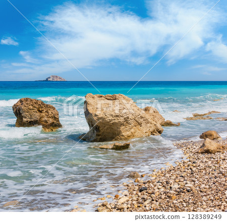 Summer Lefkada coast, Greece 128389249