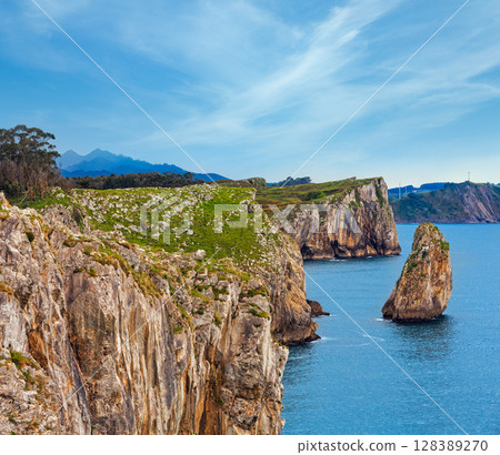 Bay of Biscay rocky coast, Spain. 128389270