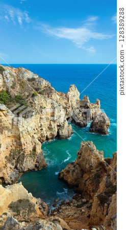 Atlantic rocky coastline (Ponta da Piedade, Lagos, Algarve, Portugal). Atlantic rocky coastline (Ponta da Piedade, Lagos, Algarve, Portugal). 128389288