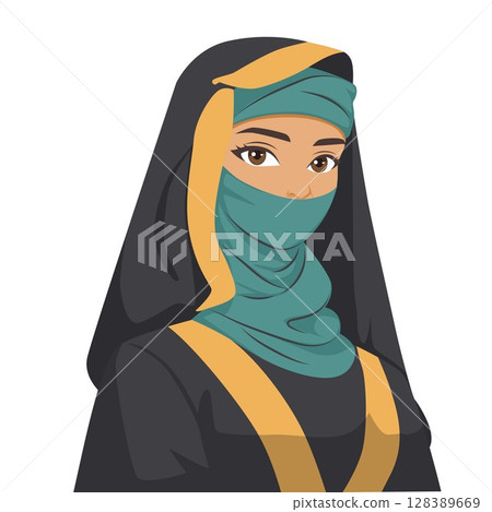 arabic woman wearing niqab; 128389669
