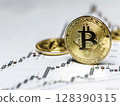 Bitcoin and white background 128390315