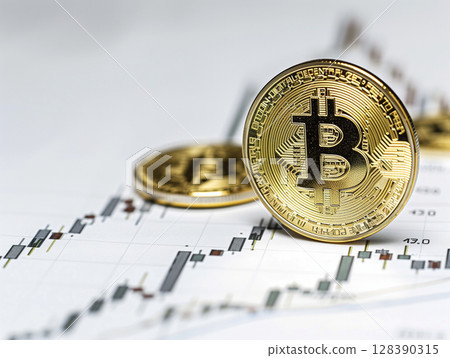 Bitcoin and white background Bitcoin and white background 128390315