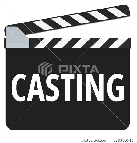 Casting concept with movie clapperboard. 3D rendering Casting concept with movie clapperboard. 3D rendering 128390515