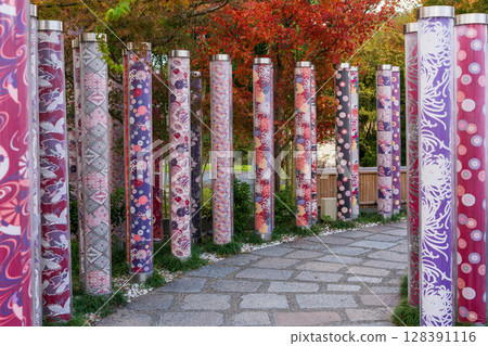 "Kimono Forest" at Arashiyama Station, a forest of Kyoto yuzen "Kimono Forest" at Arashiyama Station, a forest of Kyoto yuzen 128391116