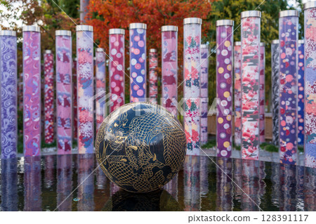 "Kimono Forest" at Arashiyama Station, a forest of Kyoto yuzen "Kimono Forest" at Arashiyama Station, a forest of Kyoto yuzen 128391117