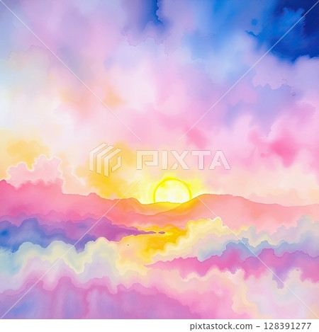 Contemporary abstract artwork using watercolor layering. 128391277