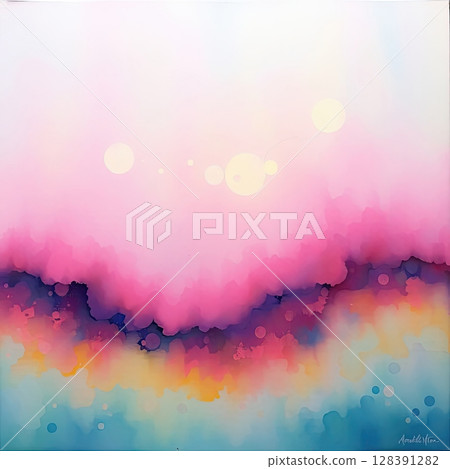 Color-rich artistic design with natural watercolor edges. 128391282