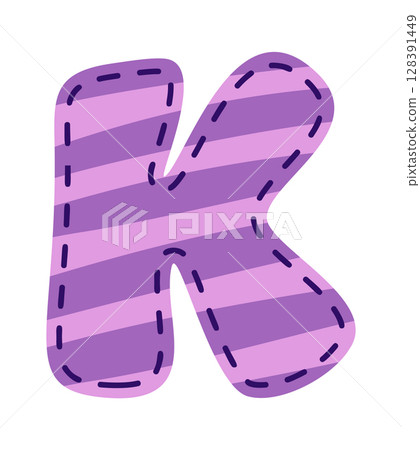 Striped letter K stitched patch Striped letter K stitched patch 128391449
