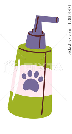 Pet shampoo hygiene accessory pack 128391471