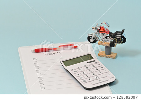 Motorcycle insurance, inspection, vehicle inspection, new and used car sales, purchase image 128392097