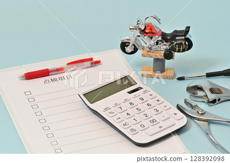 Motorcycle insurance, inspection, vehicle inspection, new and used car sales, purchase image 128392098