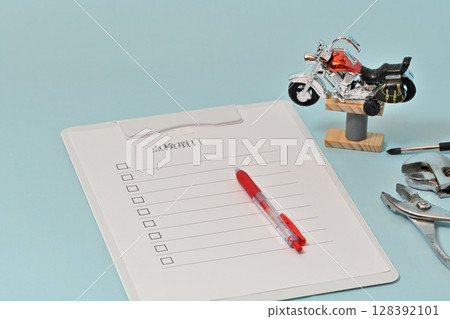 Motorcycle insurance, inspection, vehicle inspection, new and used car sales, purchase image 128392101