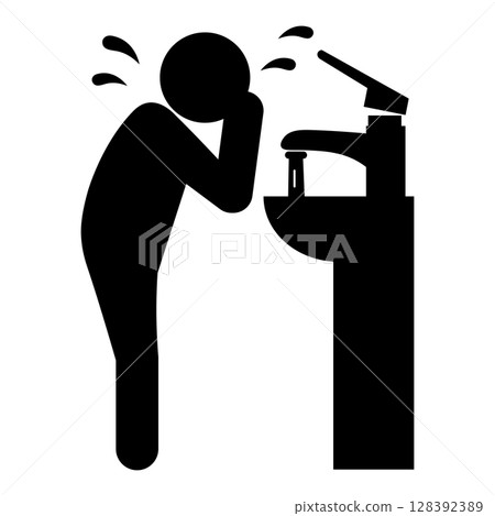 Pictogram of a person washing their face Pictogram of a person washing their face 128392389