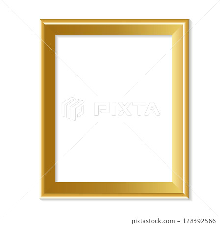 Simple Golden Picture Frame Portrait Orientation with Shadow 128392566