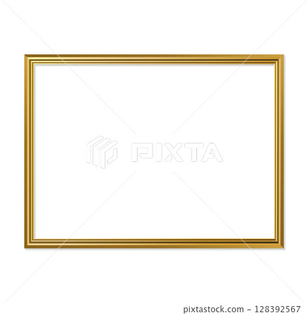 Realistic Golden Frame Thin Landscape Vector Illustration 128392567