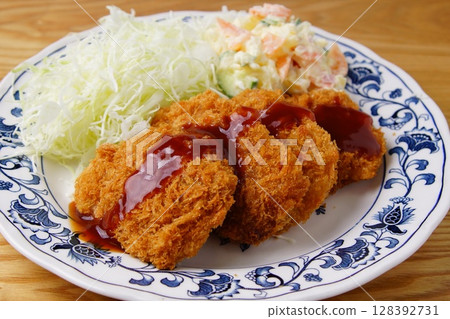 Pork fillet cutlet 128392731