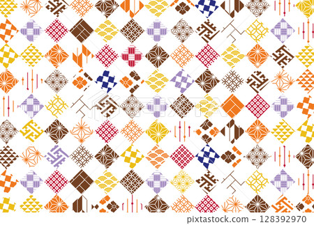 Autumn season colorful Japanese pattern background illustration Autumn season colorful Japanese pattern background illustration 128392970