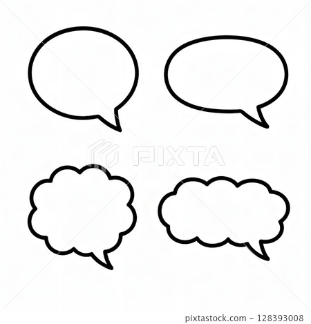 Simple speech bubble set (wavy, round, horizontal type) 128393008