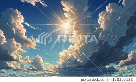 神秘的光芒落在湛藍的天空中，這是一個神奇的時刻 128393128