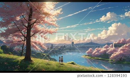 A fantasy and healing digital landscape poem woven by clear skies and winds 128394193