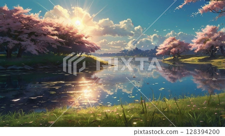 A fantasy and healing digital landscape poem woven by clear skies and winds 128394200