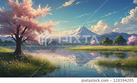 晴空與風編織出的奇幻治癒的數位風景詩 128394205