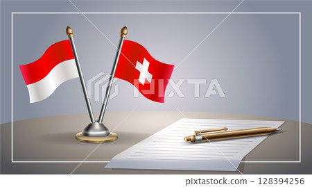 Small national flag of Indonesia and Switzerland flag Relation, Template Vector Illustration Small national flag of Indonesia and Switzerland flag Relation, Template Vector Illustration 128394256