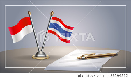 Small national flag of Indonesia and Thailand flag Relation, Template Vector Illustration Small national flag of Indonesia and Thailand flag Relation, Template Vector Illustration 128394262