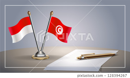Small national flag of Indonesia and Tunisia flag Relation, Template Vector Illustration Small national flag of Indonesia and Tunisia flag Relation, Template Vector Illustration 128394267