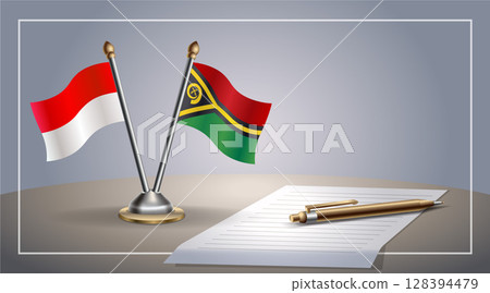 Small national flag of Indonesia and Vanuatu flag Relation, Template Vector Illustration Small national flag of Indonesia and Vanuatu flag Relation, Template Vector Illustration 128394479