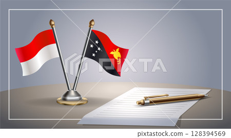 Small national flag of Indonesia and Papua New Guinea flag Relation, Template Vector Illustration Small national flag of Indonesia and Papua New Guinea flag Relation, Template Vector Illustration 128394569