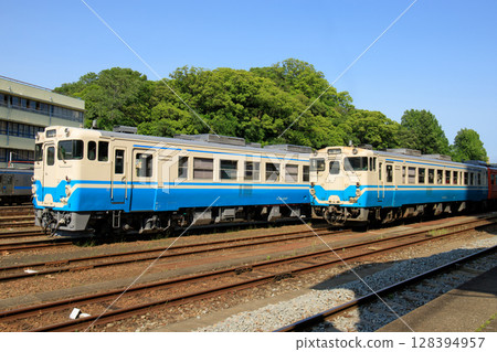Kiha 40 series diesel railcar resting at Tokushima Depot (JR Shikoku) 128394957