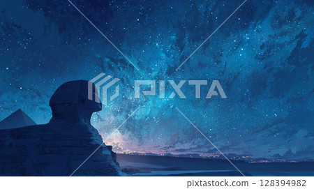 星光下的獅身人面像：埃及之夜的輝煌 128394982