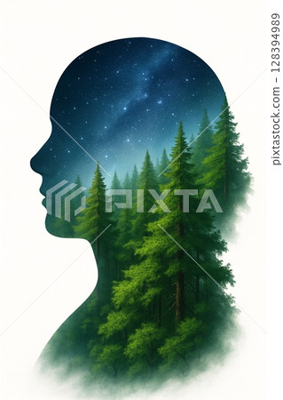 在森林裡冥想的人 128394989