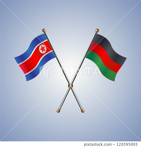 North Korea and African American flag. Vector Illustration 128395003