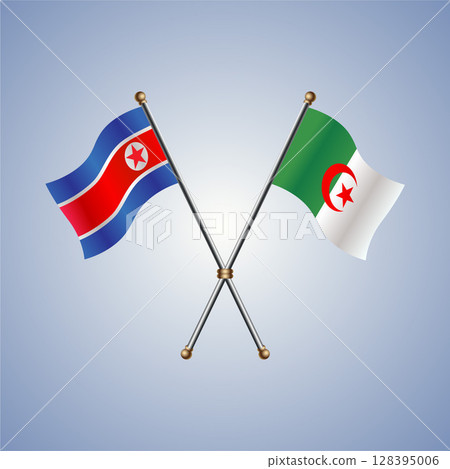 North Korea and Algeria flag. Vector Illustration 128395006