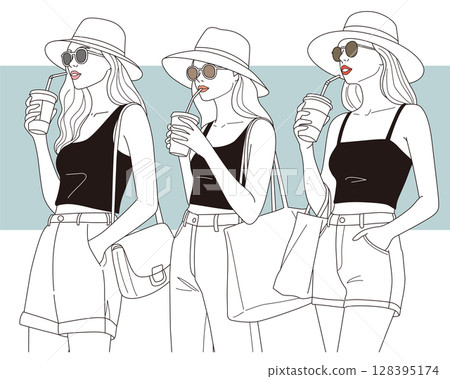 Women drinking drinks 01 color 128395174