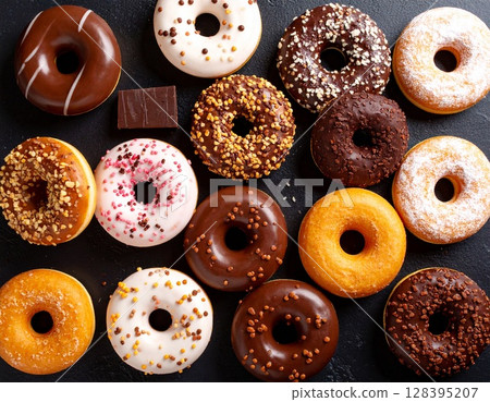 Colorful chocolate donut 128395207