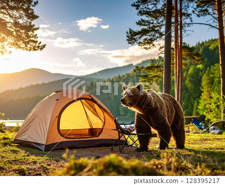 營地裡出現了一隻熊 營地裡出現了一隻熊 128395217